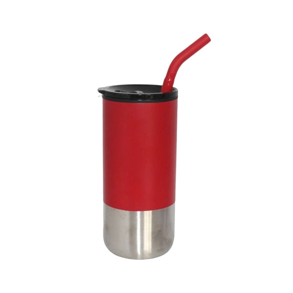 Vacuum Stainless Steel Tumbler with Straw, 18 oz.