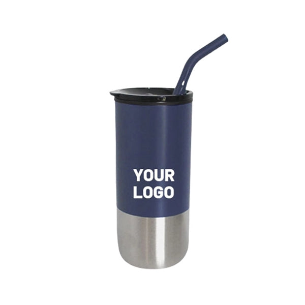 Vacuum Stainless Steel Tumbler with Straw, 18 oz.
