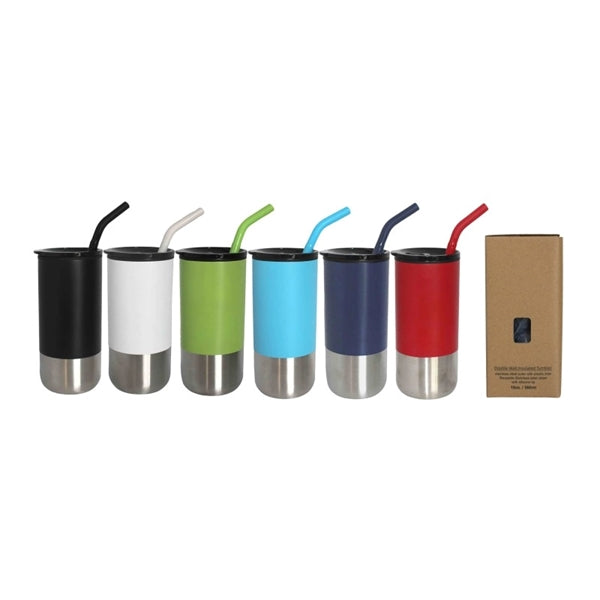 Vacuum Stainless Steel Tumbler with Straw, 18 oz.