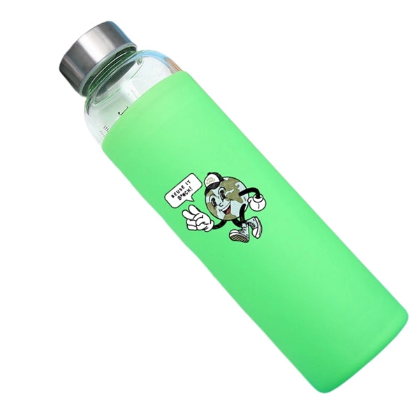 12/18 oz Borosilicate Glass Bottle with Silicone Sleeve