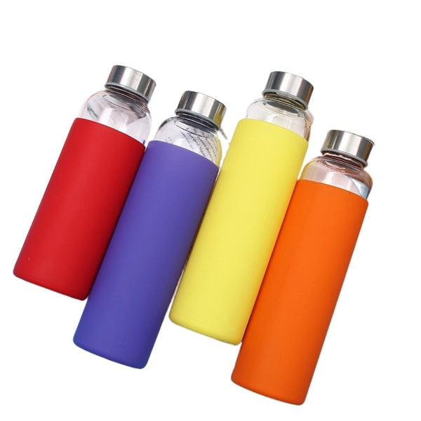12/18 oz Borosilicate Glass Bottle with Silicone Sleeve