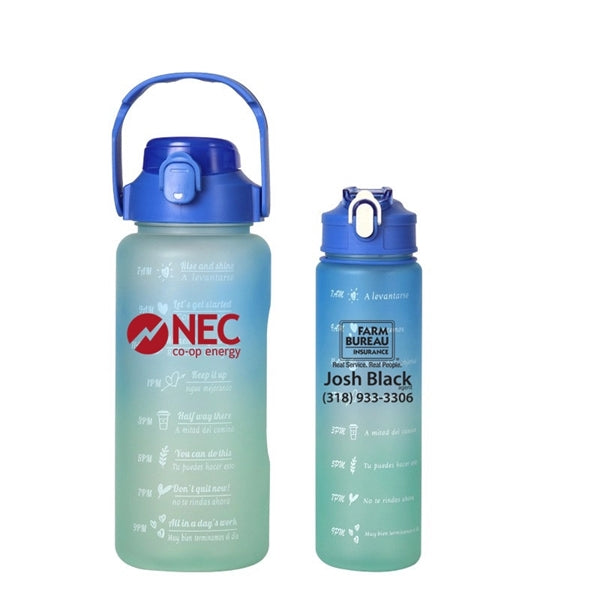30/68 oz Water Bottle with Straw Motivational Time Marker