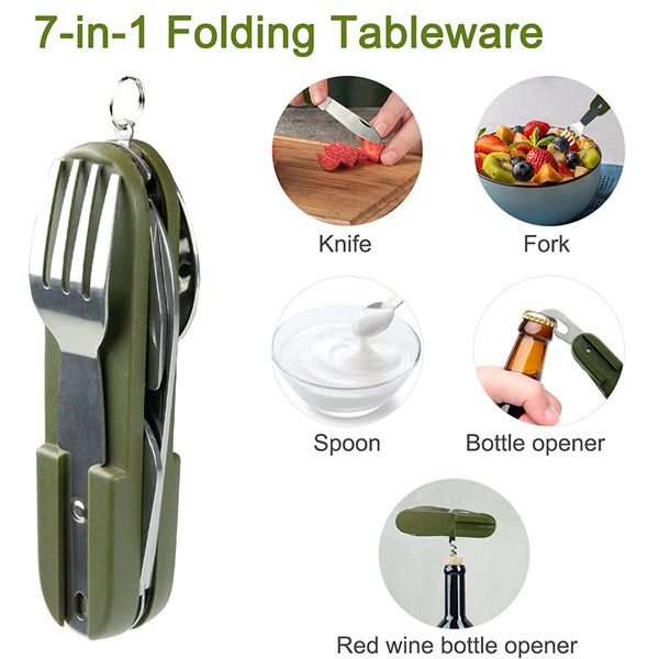 7 in 1 Stainless Steel Folding Tableware