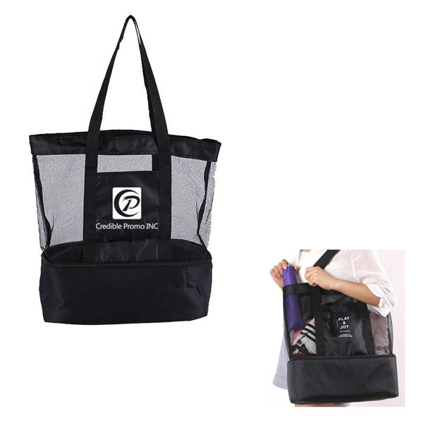 Insulated Beach Picnic Tote Mesh Bag