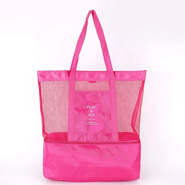 Insulated Beach Picnic Tote Mesh Bag