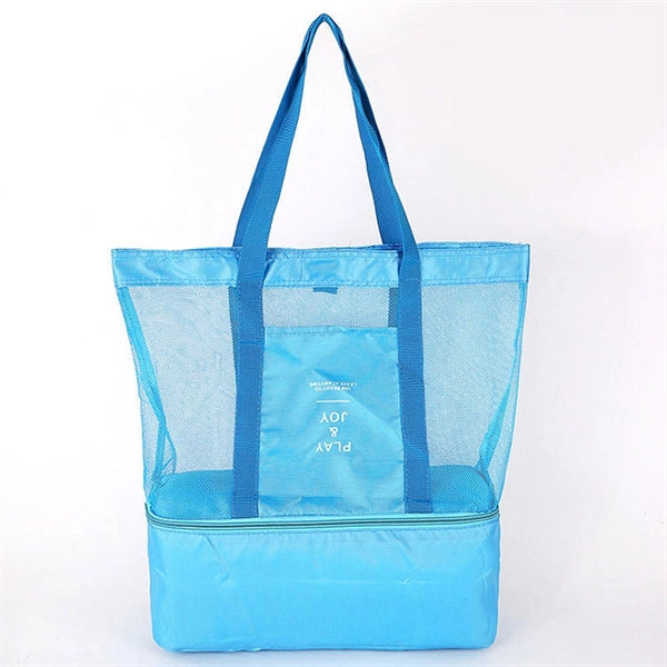 Insulated Beach Picnic Tote Mesh Bag