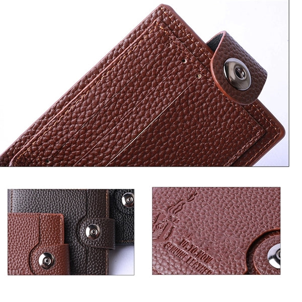 Portable Men's Leather Wallet Casual Bifold Long Clutch