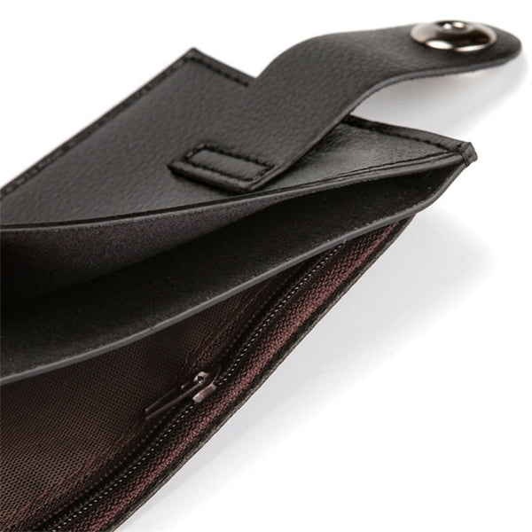 Men's Leather RFID-Blocking Bifold Wallet Retro Zipper Purse