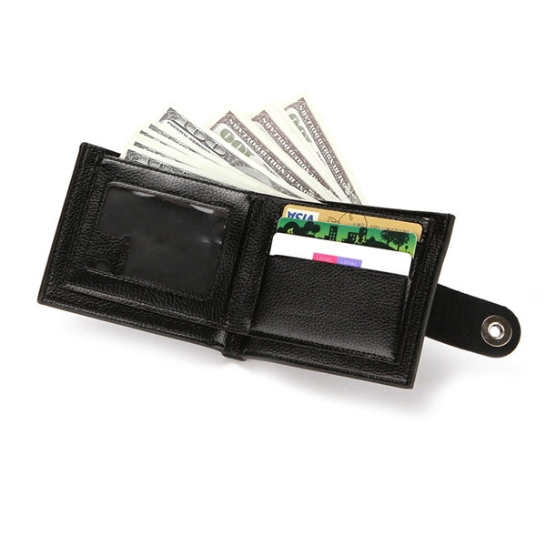 Men's Leather RFID-Blocking Bifold Wallet Retro Zipper Purse