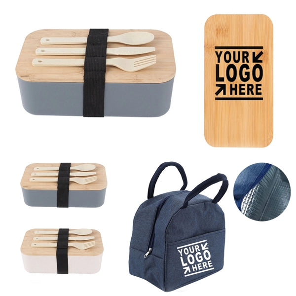 Wheat Straw Bento Lunch Box w/ Tableware Set
