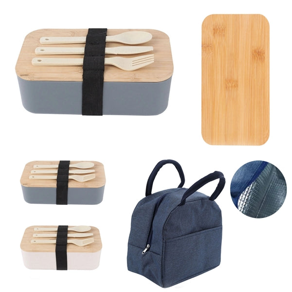 Wheat Straw Bento Lunch Box w/ Tableware Set