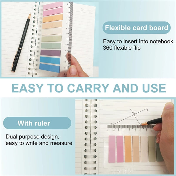 3 PCS Sticky Note Tabs Ruler with Pen Set