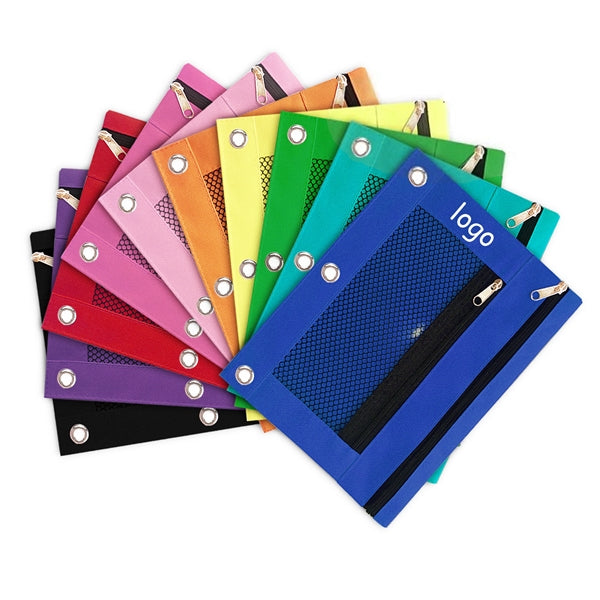 Ring Binder Pencil Pouch With Mesh Window