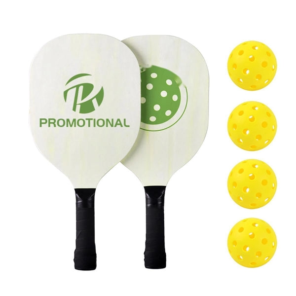Wooden Pickle Ball Paddles Set With Carrying Bag