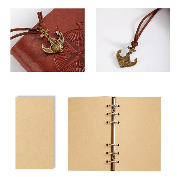 A6 PU Leather Journey Diary Vintage Notebook with Blank Page