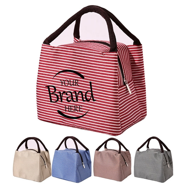 Stripe Insulated Lunch Cooler Tote Bag
