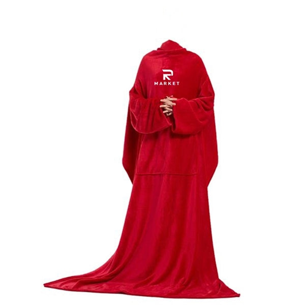 Large Fleece Plush Sleeved Wrap Robe Blanket