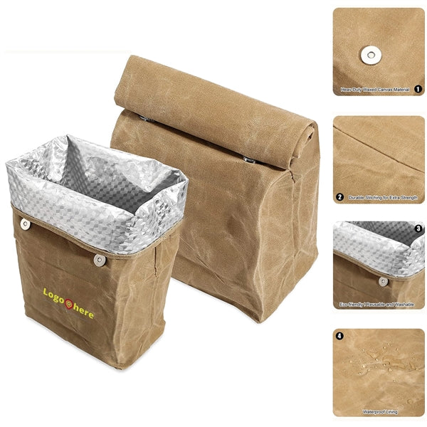Insulated Waxed Canvas Lunch Bag