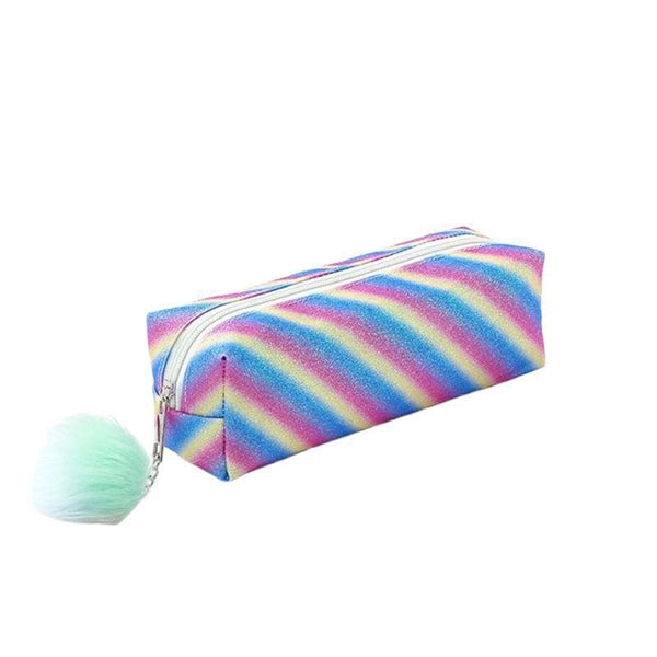 Rainbow Pencil Case With Plush Ball