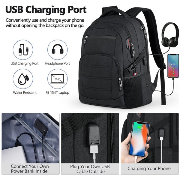 Travel Waterproof Laptop Backpack with USB Charging Port