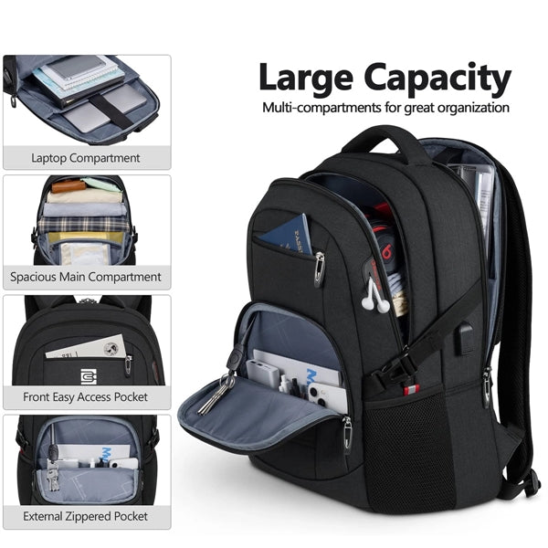 Travel Waterproof Laptop Backpack with USB Charging Port