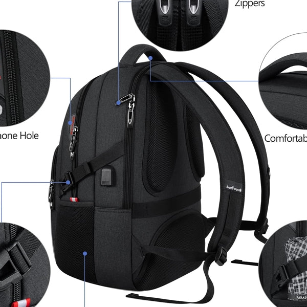 Travel Waterproof Laptop Backpack with USB Charging Port