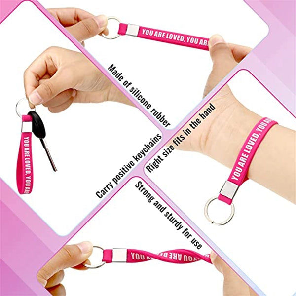1/2"W Silicone Bracelet Wristband Keychain