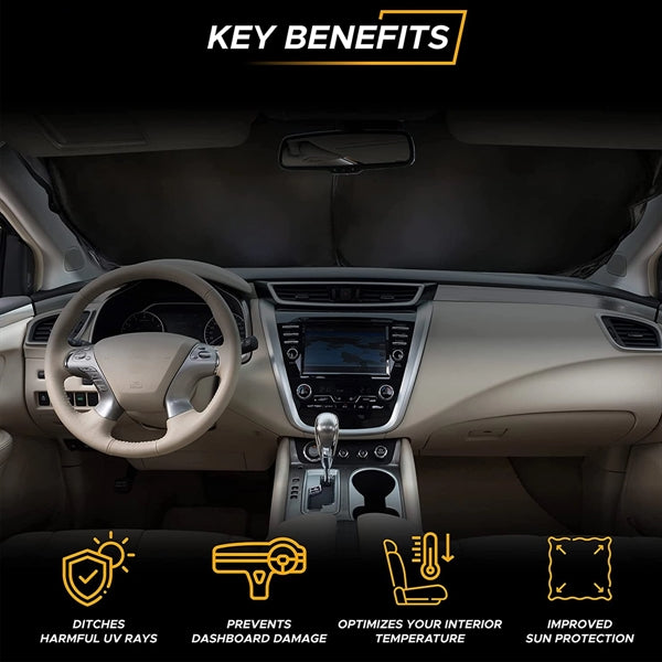 Automotive Windshield Sunshades With Storage Pouch