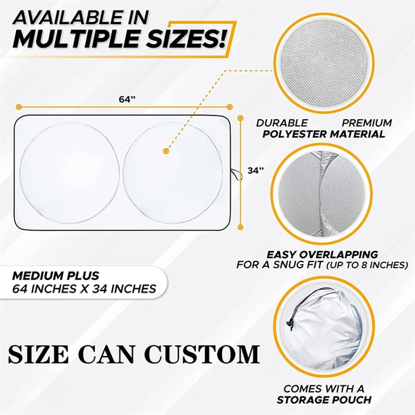 Automotive Windshield Sunshades With Storage Pouch