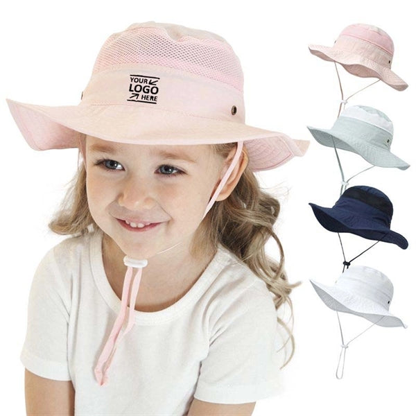 Outdoor Wide Brim Kid Sun Bucket Safari Mesh Hat