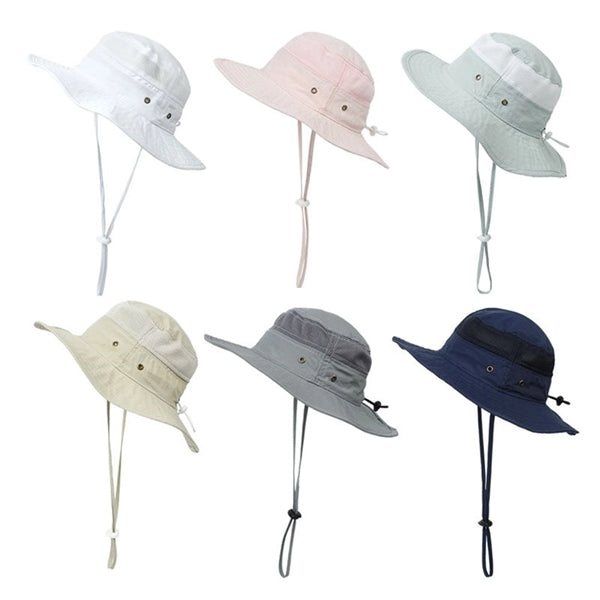 Outdoor Wide Brim Kid Sun Bucket Safari Mesh Hat