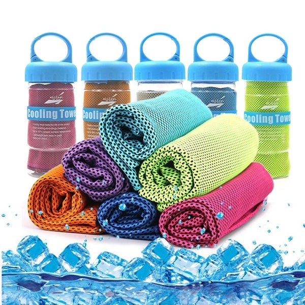 Cooling Towel in Plastic Bottle with Hook