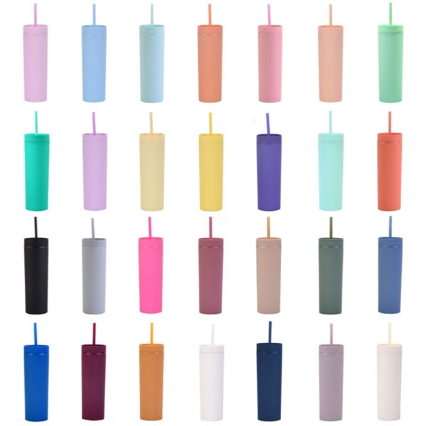 Colored Plastic Tumblers with Lids Straw 16oz
