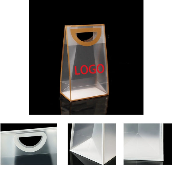 Frosted Clear Waterproof Plastic Gift Bags With Handle
