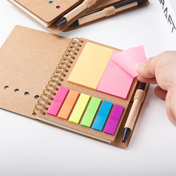 Pocket Spiral Notebook with Sticky Notes&Pen
