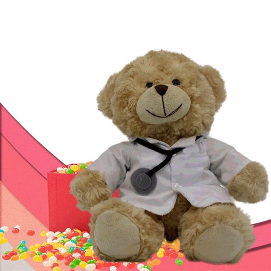 Cute Plush Teddy Bear Toy With A Stethoscope On The Neck
