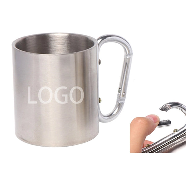 Stainless Steel Coffee Mugs With Carabiner Handles