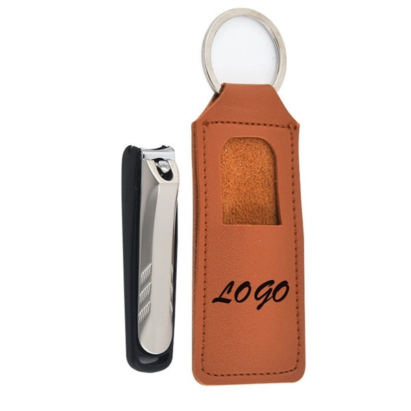 Leather Keychain with Nail Clippers Set Manicure Kit