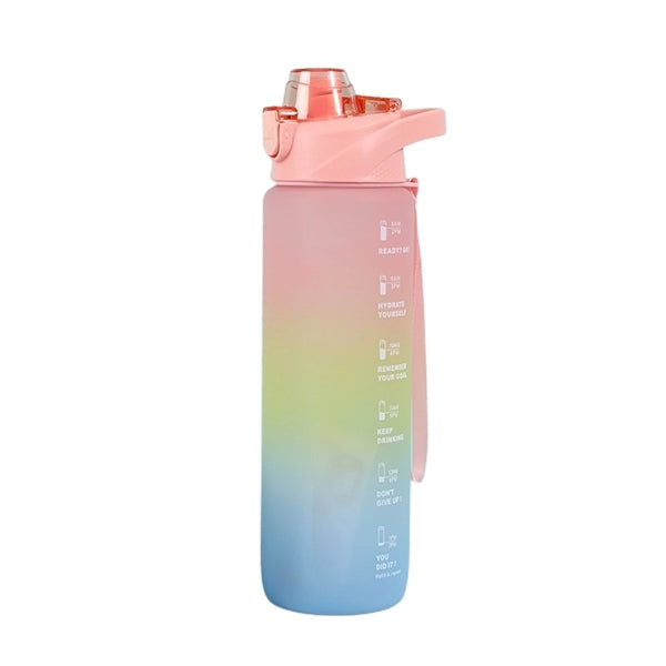 1 Liter Water Bottle With Motivational &Time Marking Straw