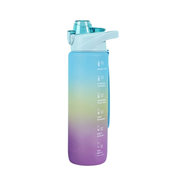1 Liter Water Bottle With Motivational &Time Marking Straw