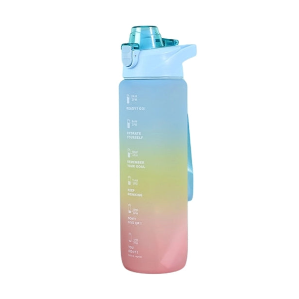 1 Liter Water Bottle With Motivational &Time Marking Straw