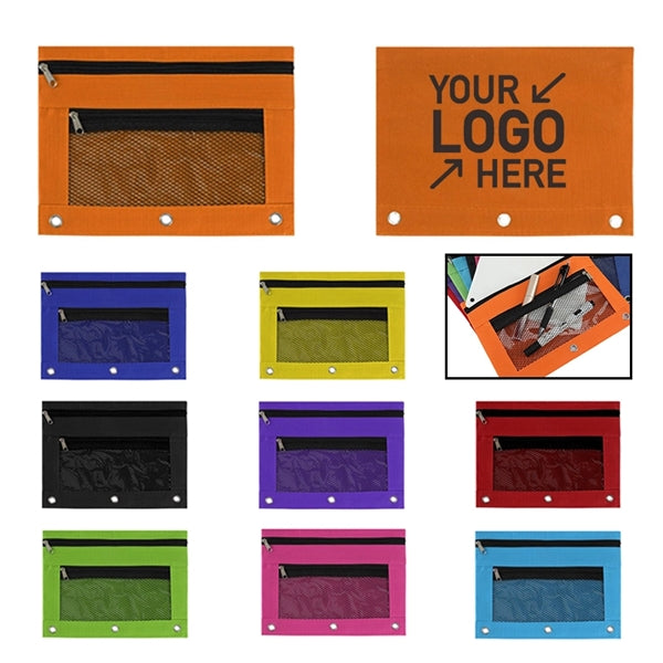 3-Ring Binder Pencil Pouch w/Zipper