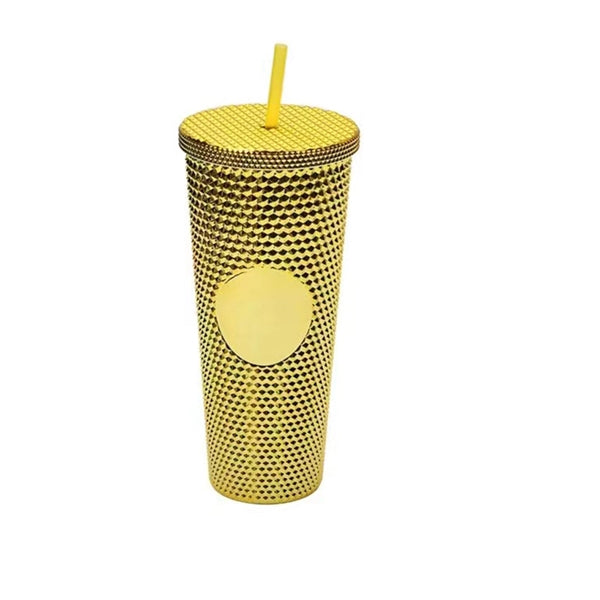 24Oz Studded Matte Laser Plating Tumbler W/Straw
