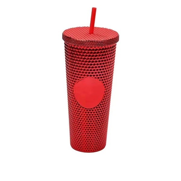 24Oz Studded Matte Laser Plating Tumbler W/Straw