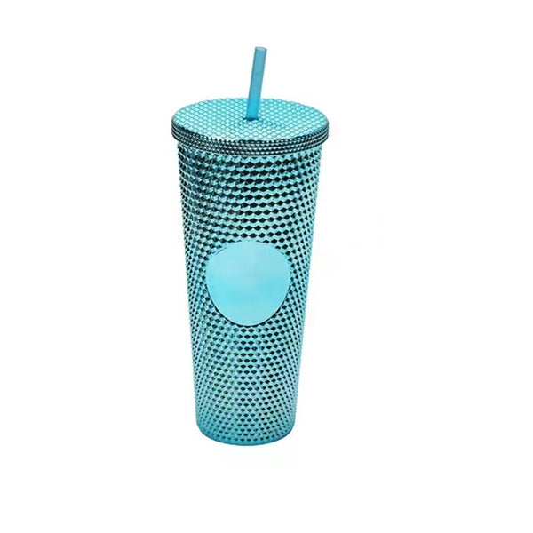 24Oz Studded Matte Laser Plating Tumbler W/Straw
