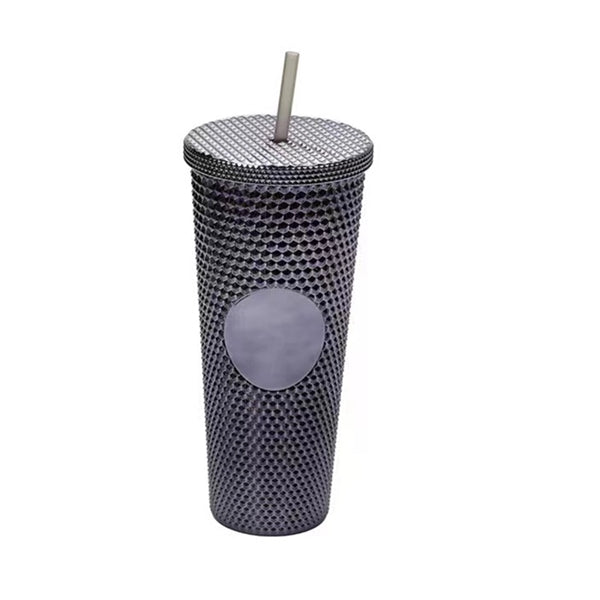 24Oz Studded Matte Laser Plating Tumbler W/Straw