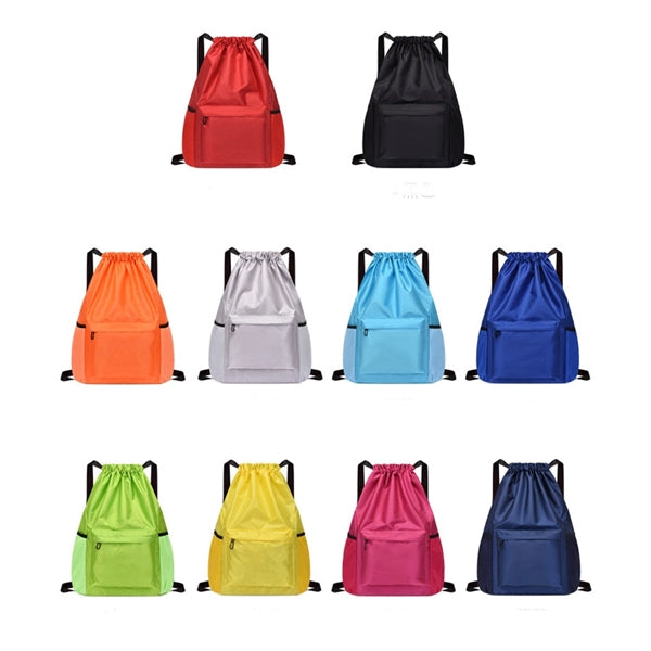 Waterproof Drawstring Gym Backpack Bag With Front Pocket