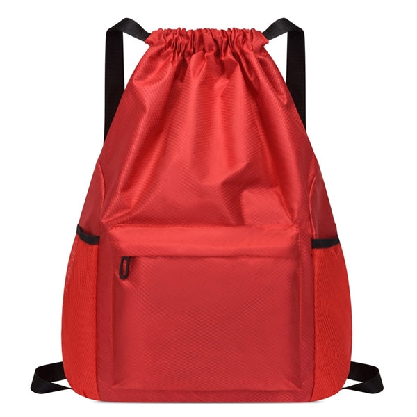 Waterproof Drawstring Gym Backpack Bag With Front Pocket