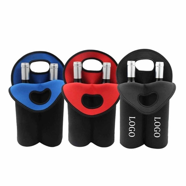 Insulated Neoprene Double Wine Carrier Tote Bag Bottle Holde