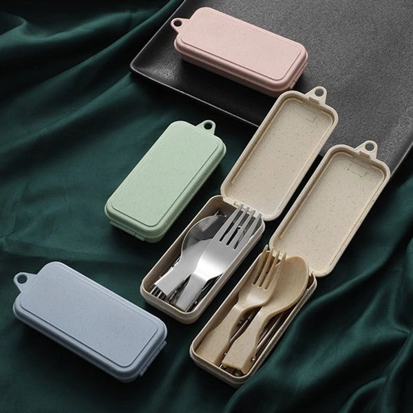Stainless Steel Folding Utensil Fork Knife Spoon with Case